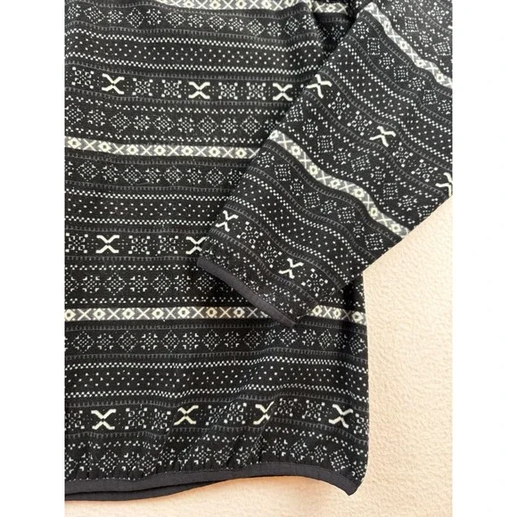 Jachs Cabin Fair Isle 1/4 Snap Pullover Black White Women's Size L EUC Cozy - Picture 4 of 12
